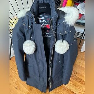 Moose Knuckles Black Utility Jacket with Fur Trim
